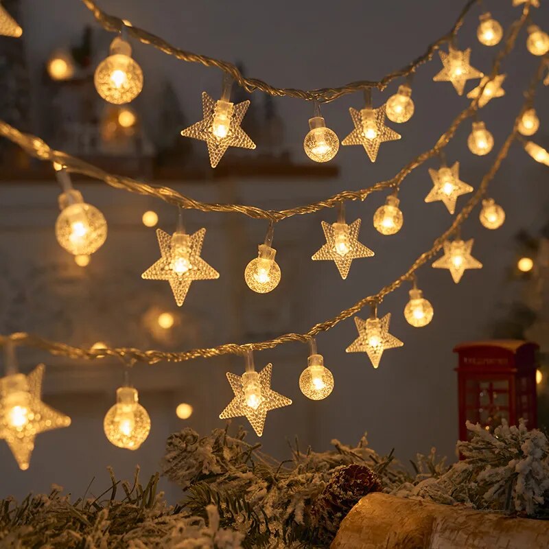 Christmas Lights Snowflake String Lights for Home Christmas Tree Garden Decor